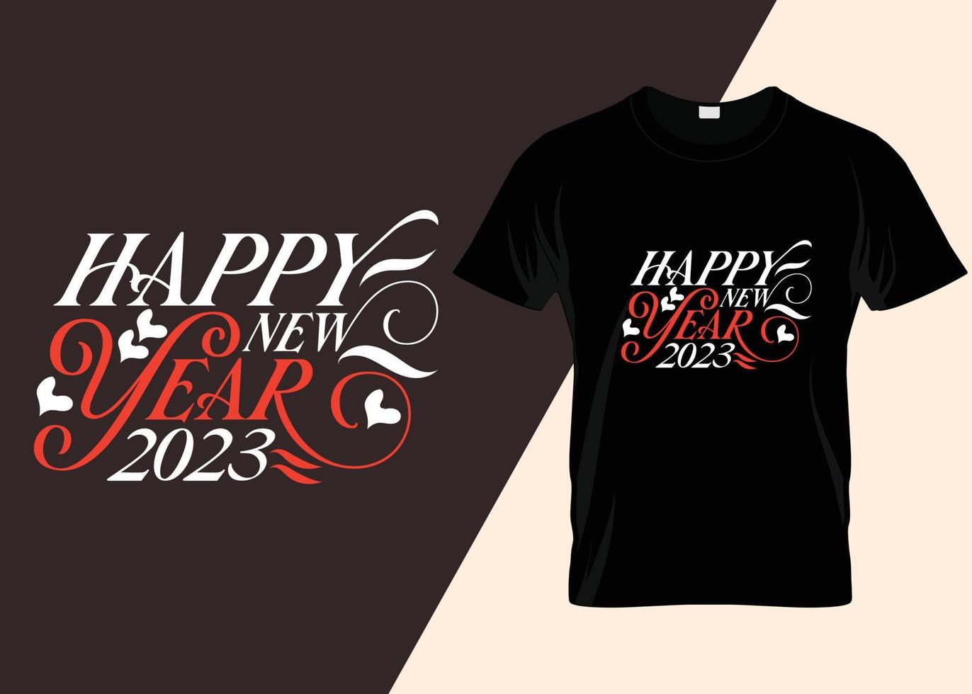 felice anno nuovo 2023 design t-shirt tipografica vettore