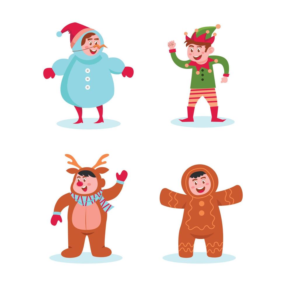 bambini con Natale costume personaggio vettore