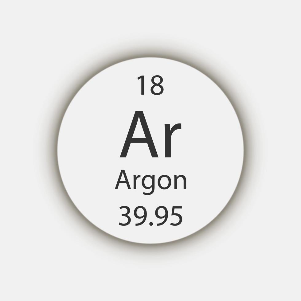 simbolo dell'argon. elemento chimico della tavola periodica. illustrazione vettoriale. vettore
