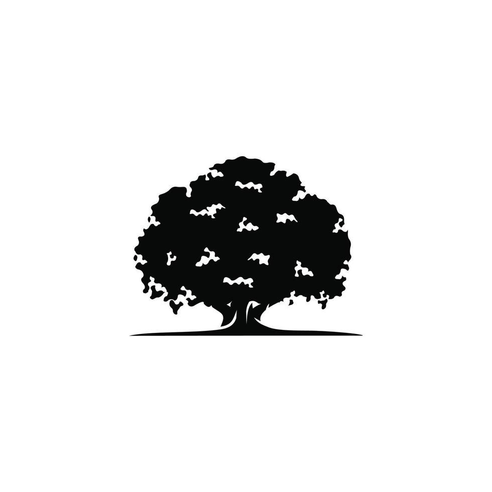 quercia albero semplice piatto icona vettore