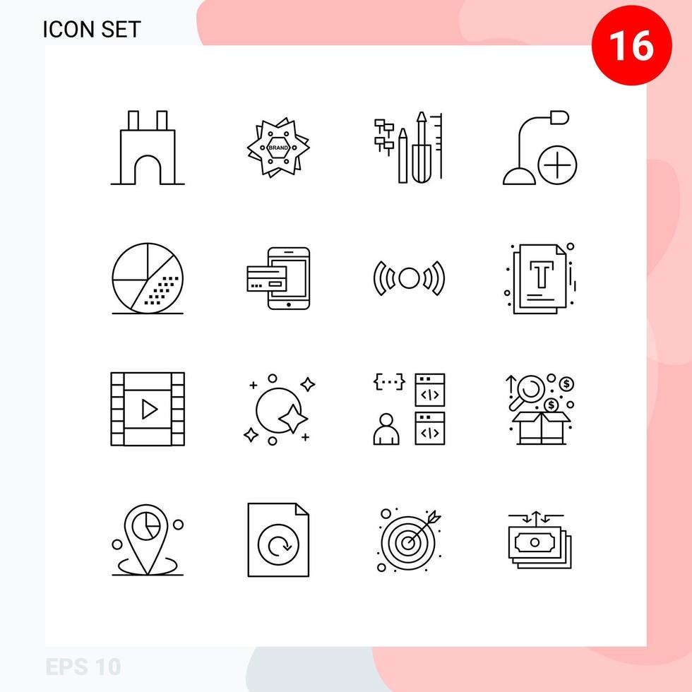 mobile interfaccia schema impostato di 16 pittogrammi di aggeggio computer logo Inserisci ingegneria modificabile vettore design elementi