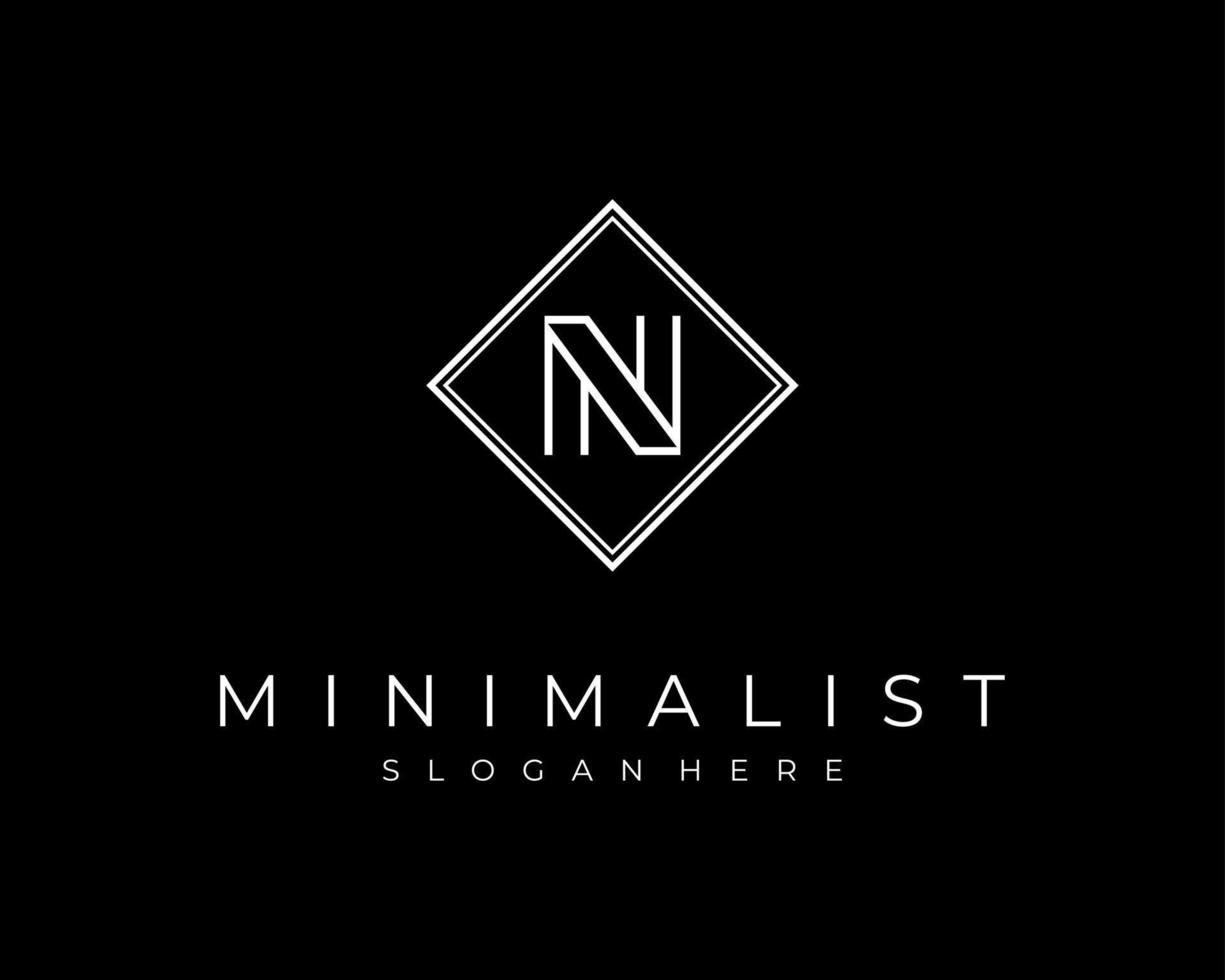 lettera n monogramma minimalista minimalismo linea elegante rombo telaio confine vettore logo design