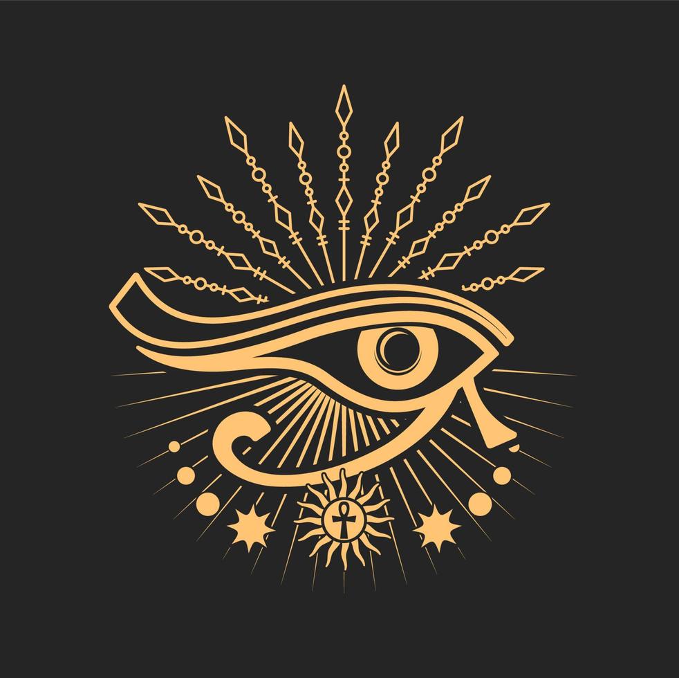 occulto esoterico cartello antico Egitto Horus occhio attraversare vettore