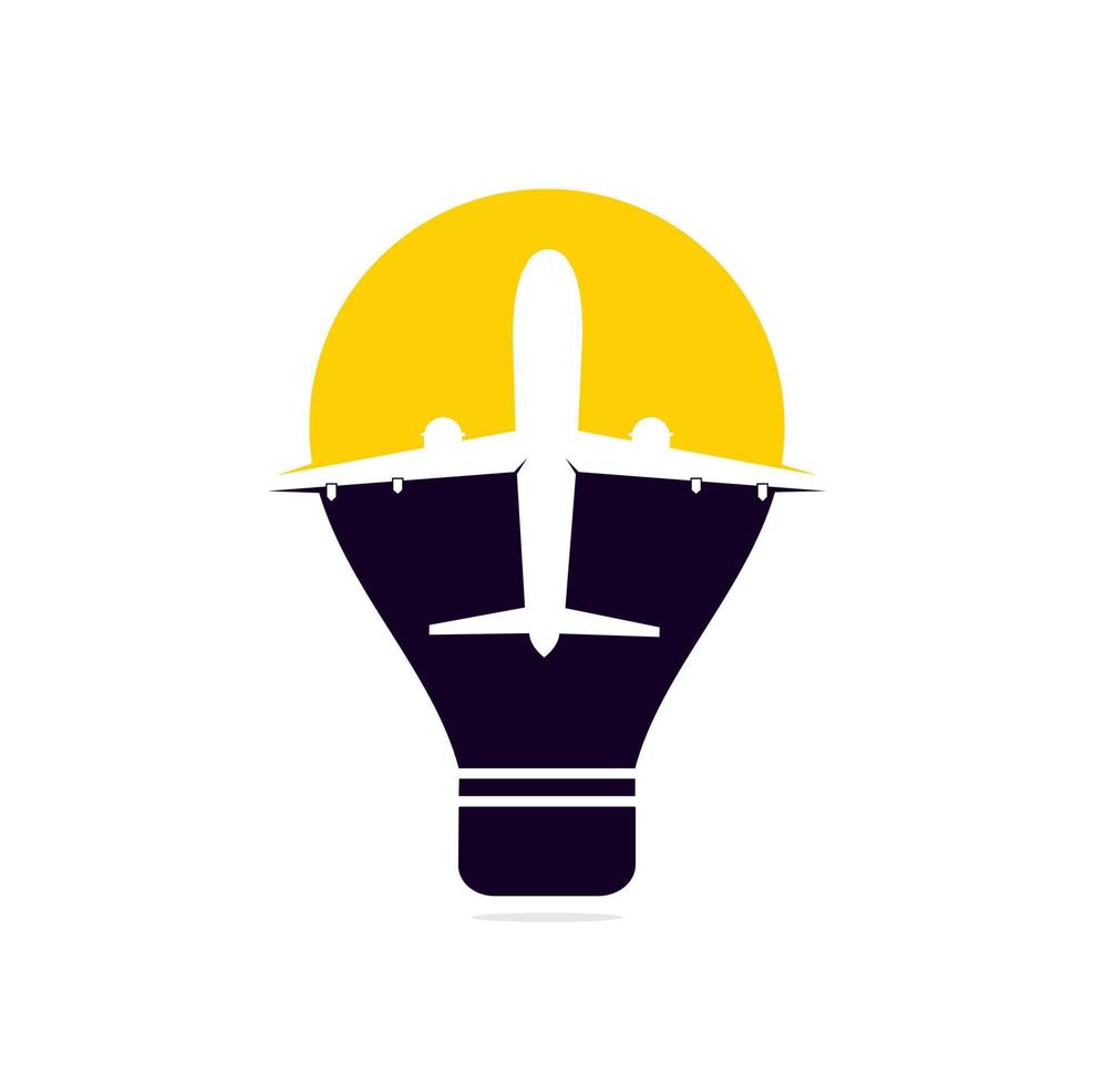 aereo lampadina logo design. aereo di linea, passeggeri. vettore