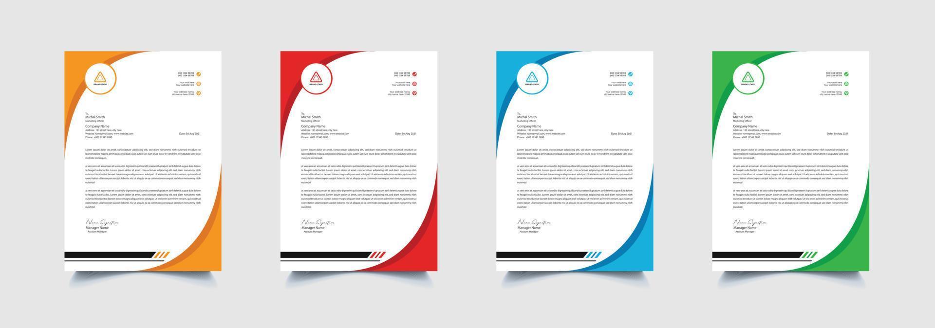 creativo e professionale aziendale azienda attività commerciale carta intestata modello design con colore variazione fascio vettore