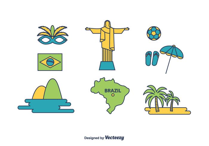 Set di icone del Brasile vettore