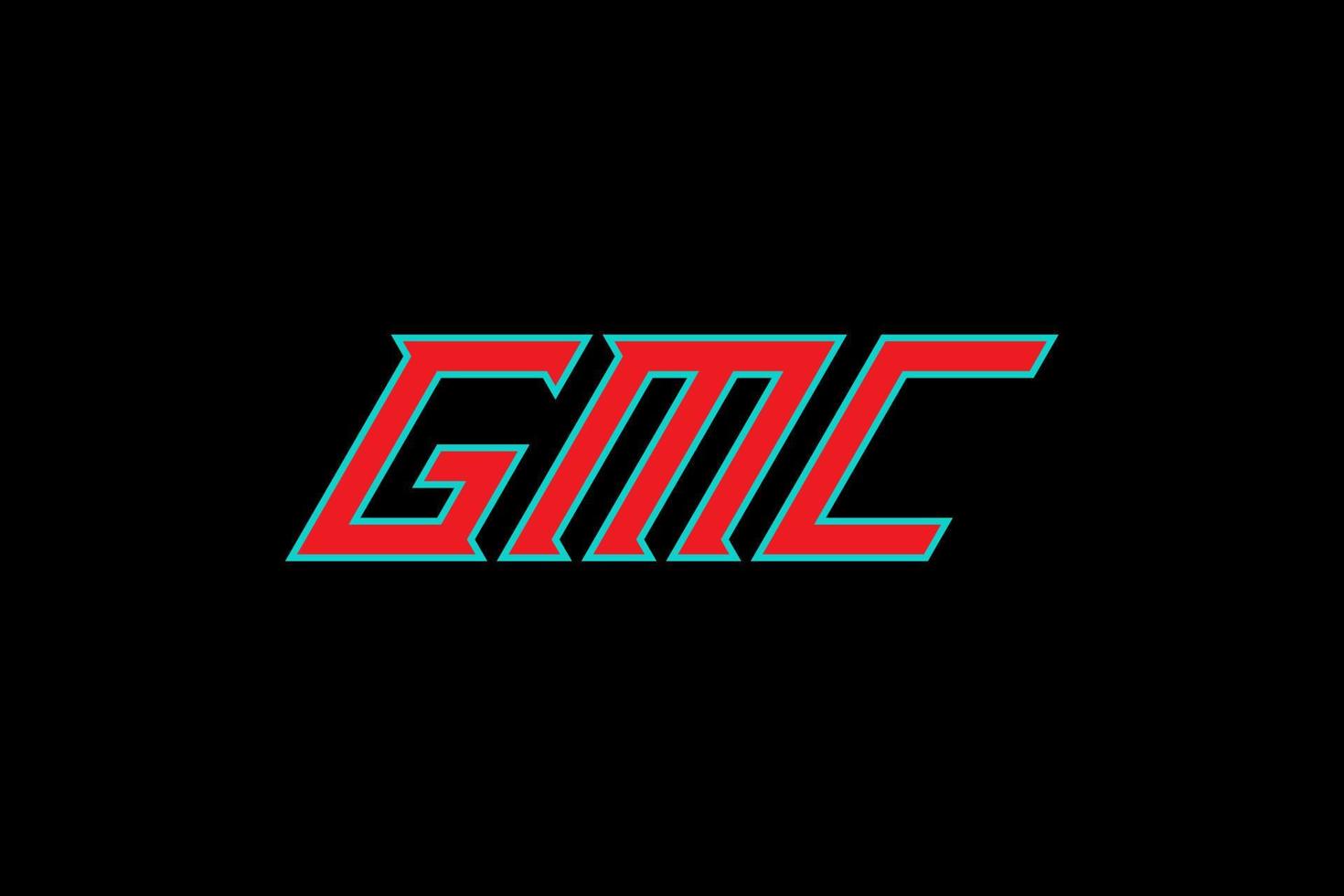 gmc lettera e alfabeto logo design vettore