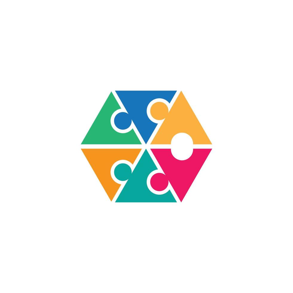 puzzle Comunità, Rete e sociale logo design vettore