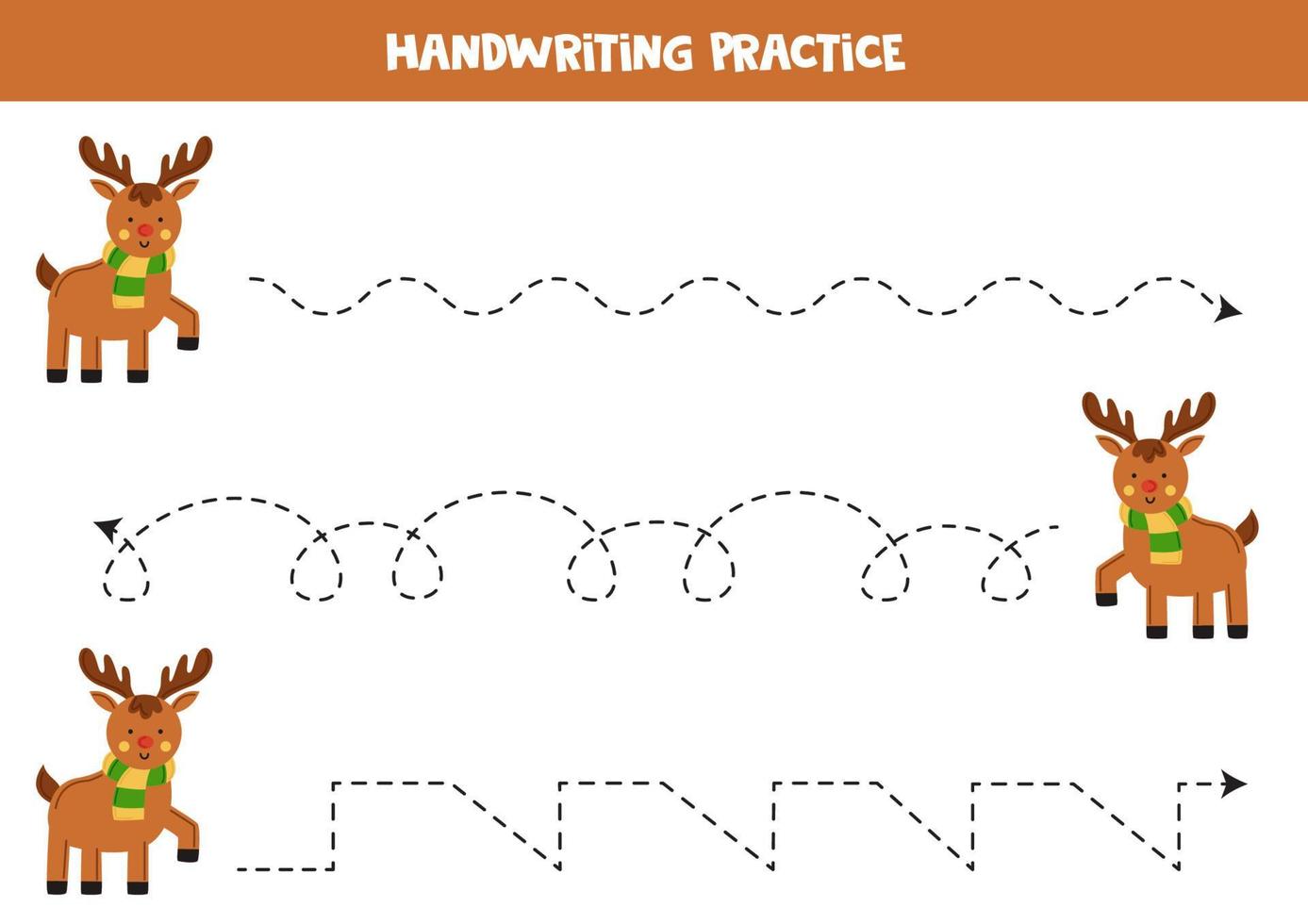 tracciato Linee per bambini. carino renne. scrittura la pratica. vettore