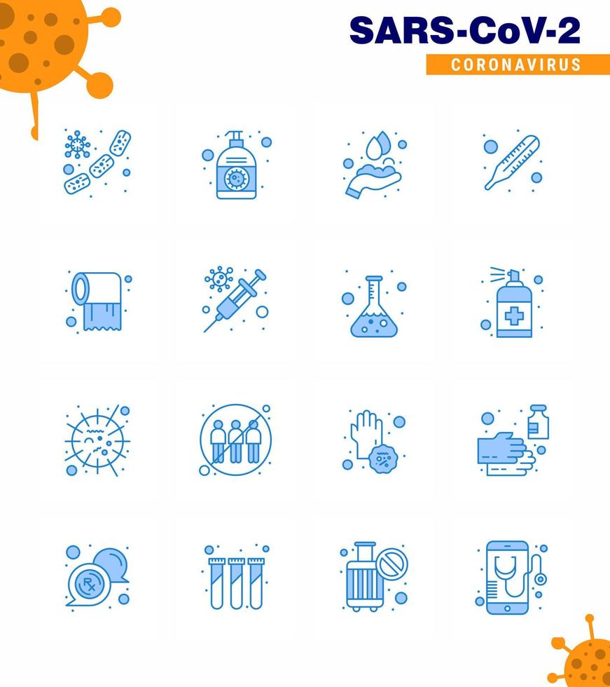 covid19 protezione coronavirus pendamico 16 blu icona impostato come come carta temperatura mano febbre medico virale coronavirus 2019 nov malattia vettore design elementi