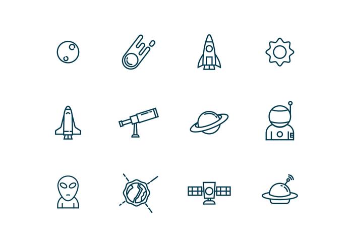 Icone di astronomia in stile contorno vettore