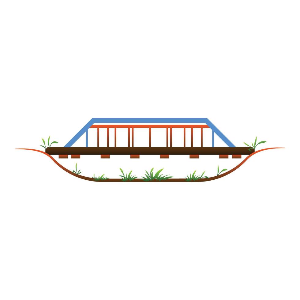 ferrovia ponte icona, cartone animato stile vettore