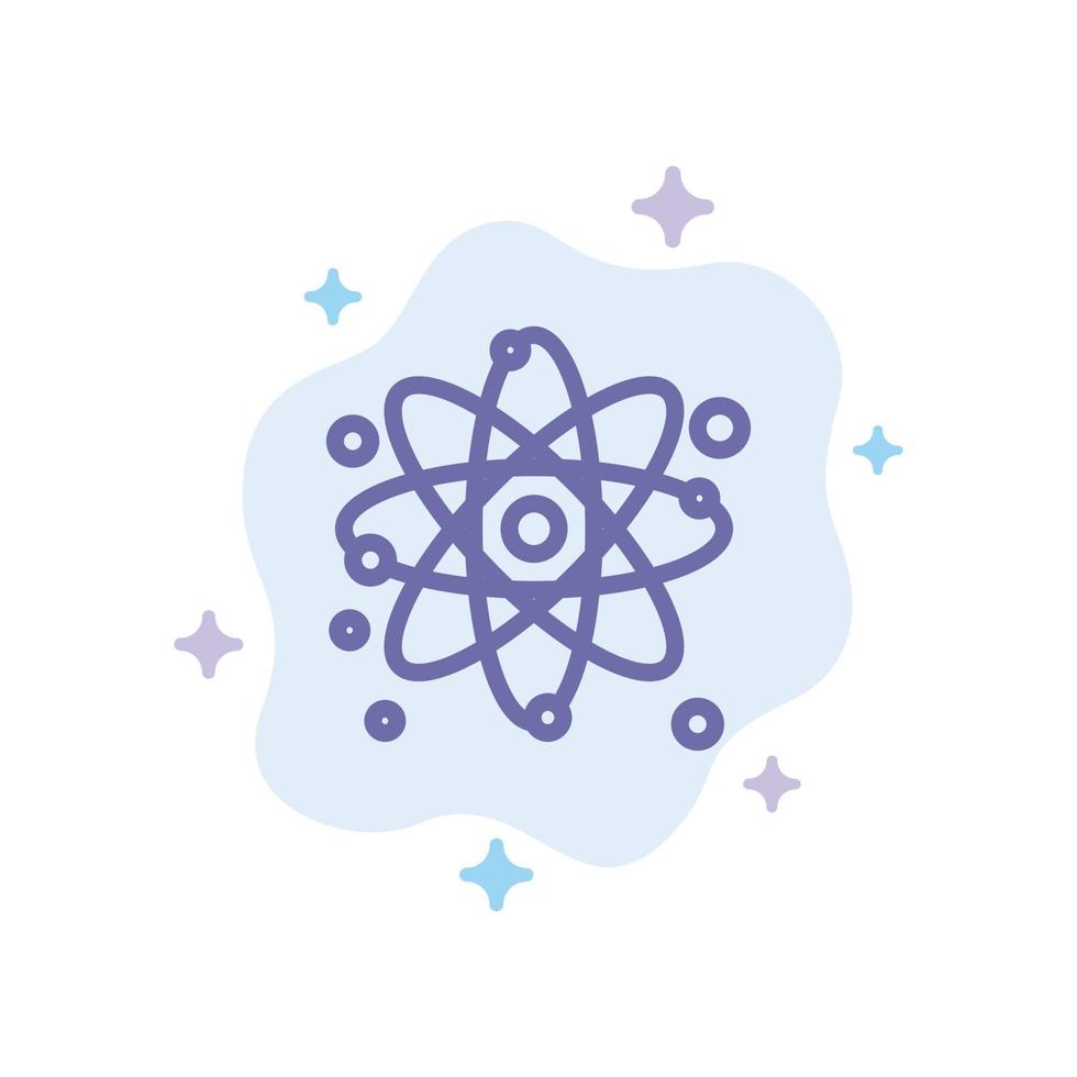 atomo particella molecola fisica blu icona su astratto nube sfondo vettore