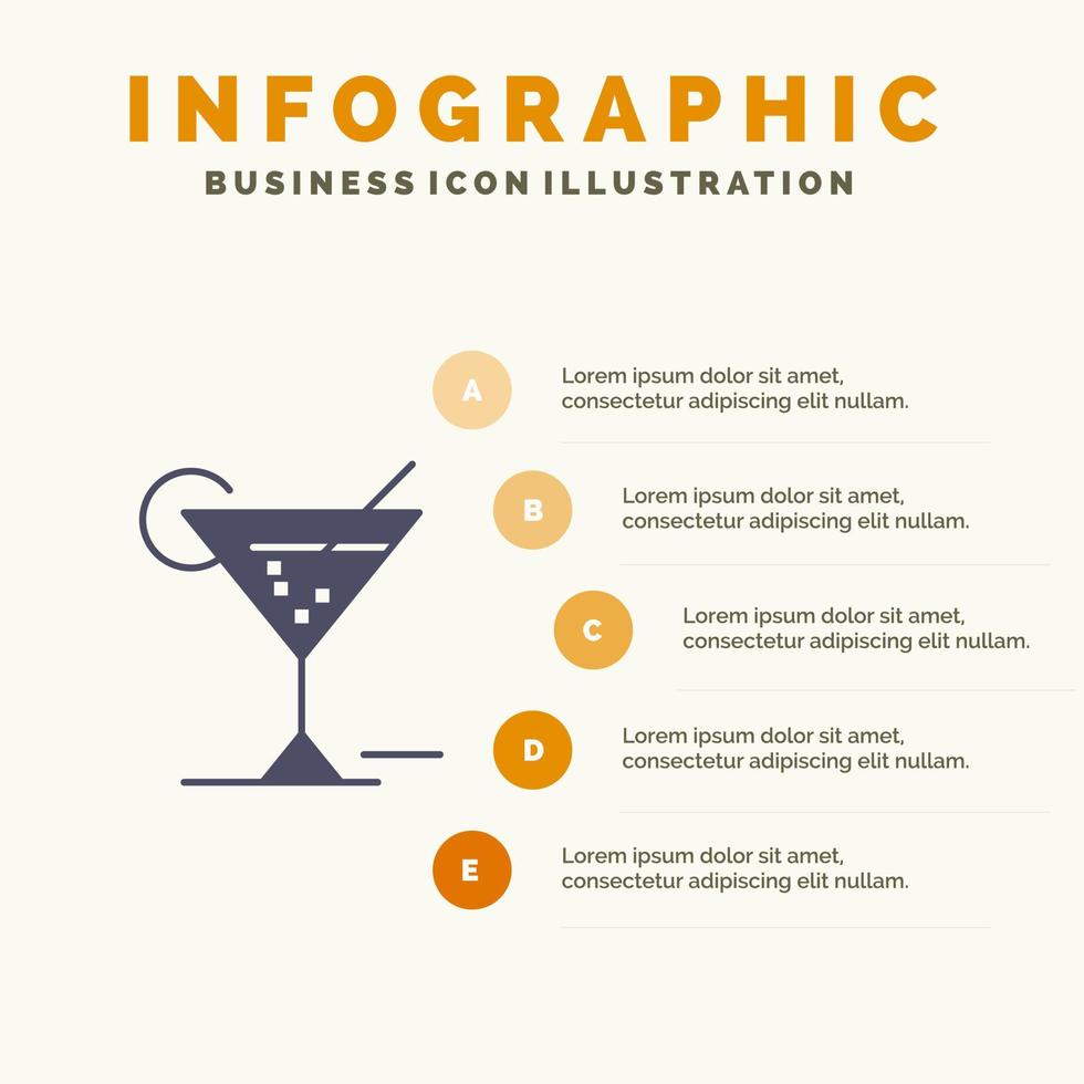 bicchiere bicchieri bevanda Hotel infografica presentazione modello 5 passaggi presentazione vettore