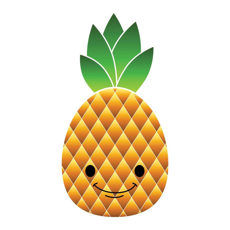 Sorridi ananas icona, cartone animato stile vettore