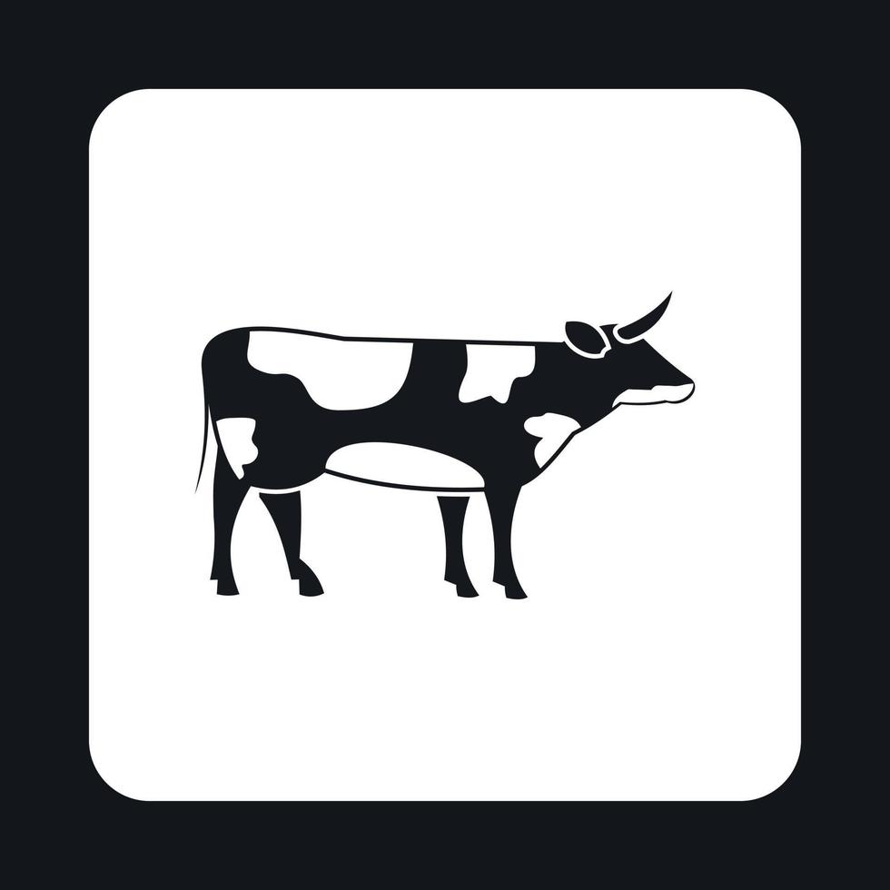 mucca icona, semplice stile vettore