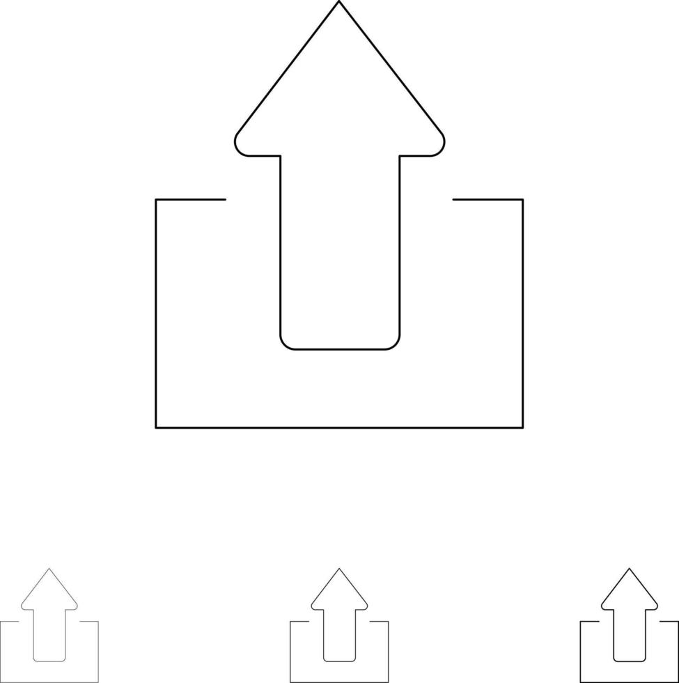 freccia frecce su caricare grassetto e magro nero linea icona impostato vettore