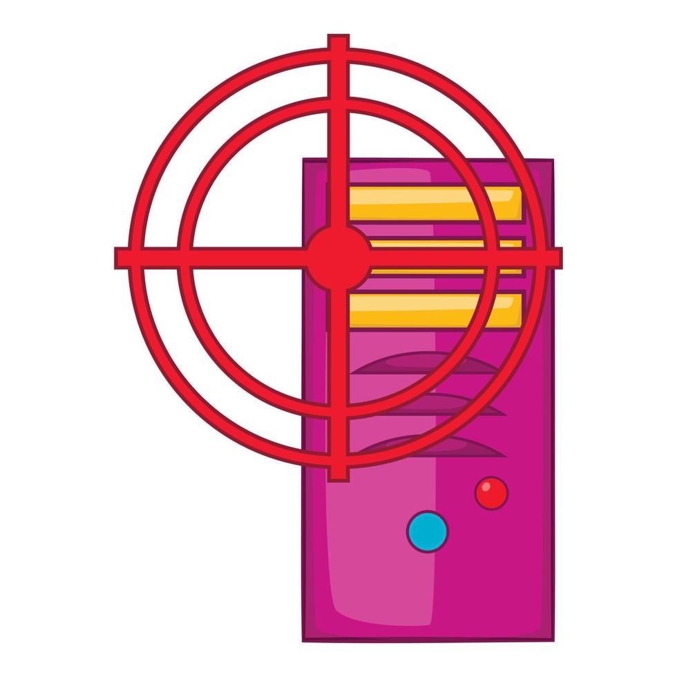 computer sistema e rosso bersaglio icona, cartone animato stile vettore