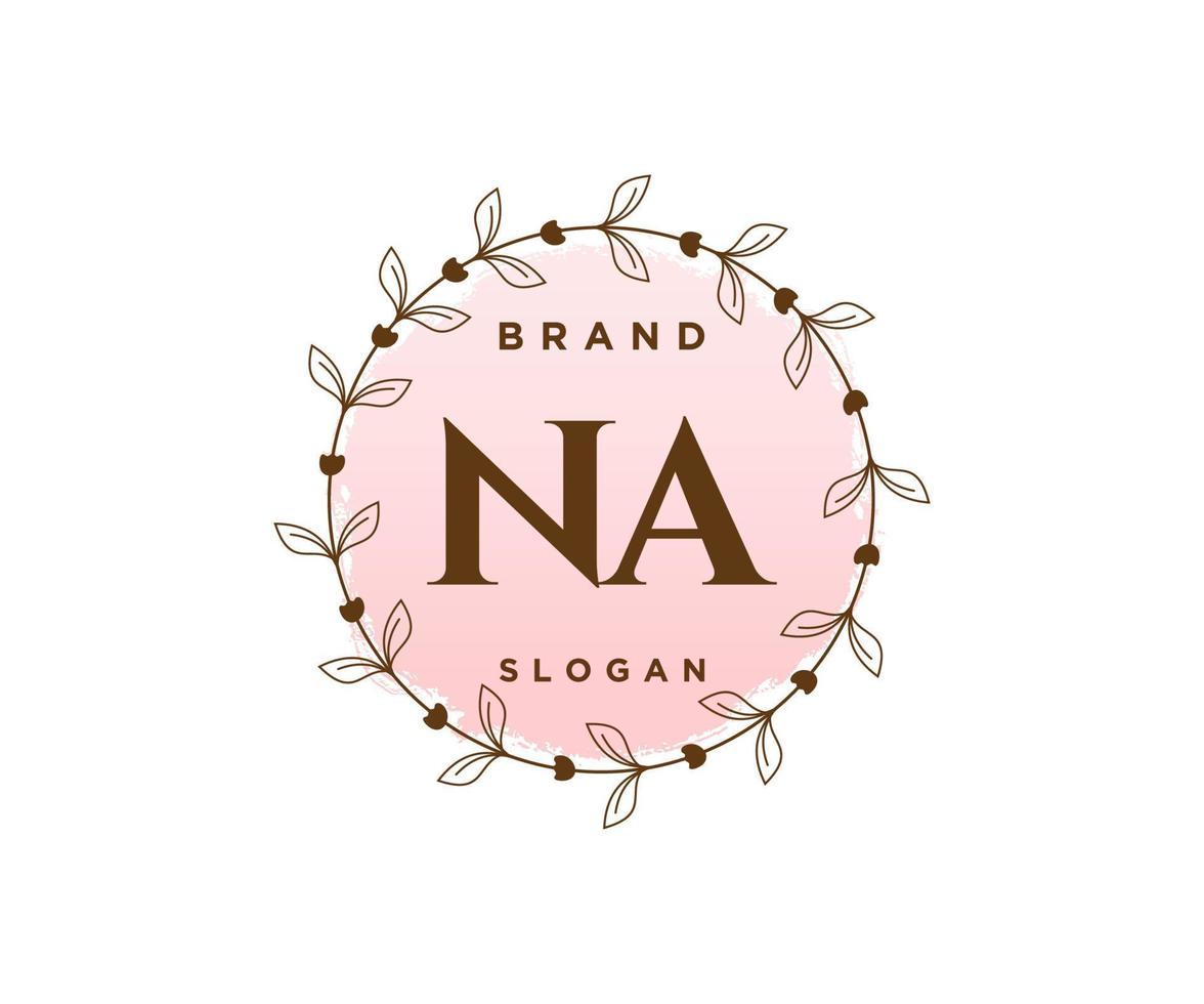 iniziale n / A femminile logo. utilizzabile per natura, salone, terme, cosmetico e bellezza loghi. piatto vettore logo design modello elemento.