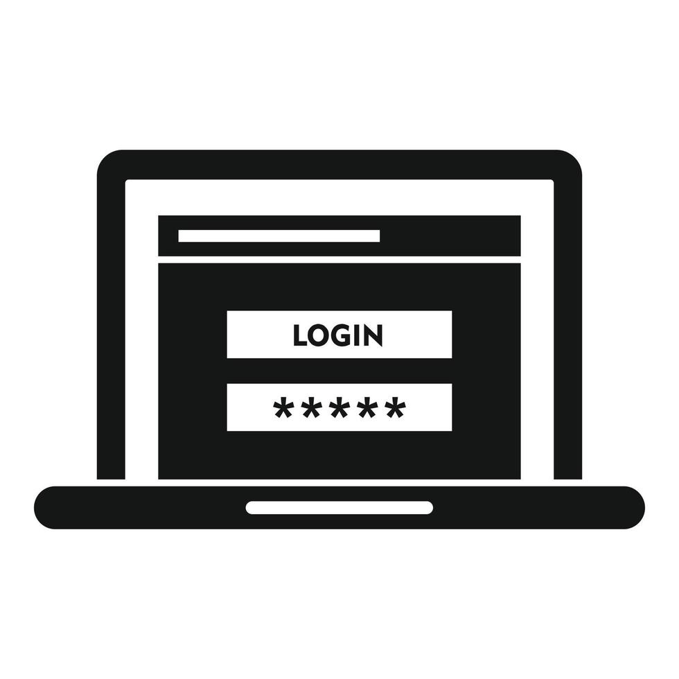 il computer portatile autenticazione icona, semplice stile vettore