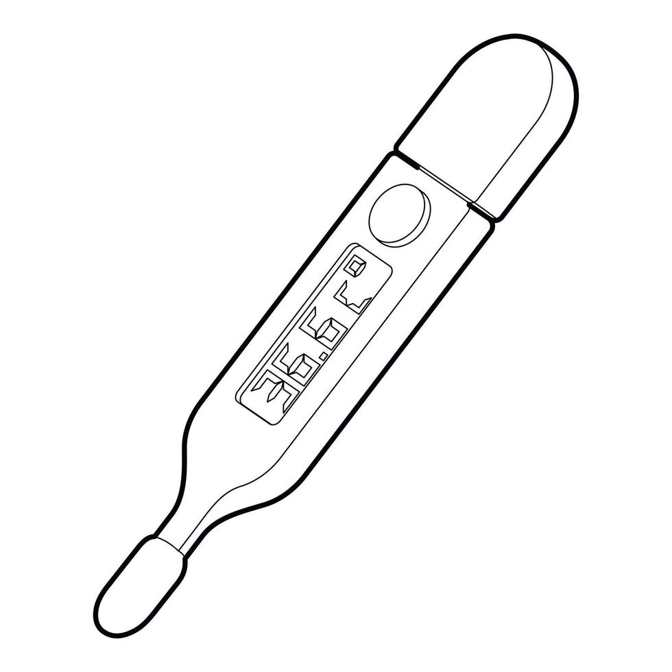 medico termometro icona, schema stile vettore