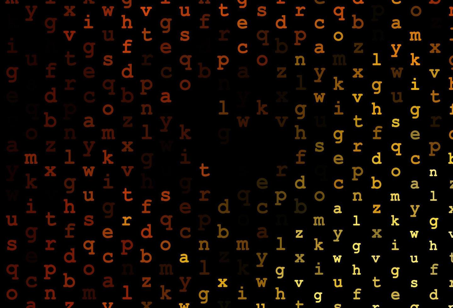 layout vettoriale giallo scuro, arancione con alfabeto latino.