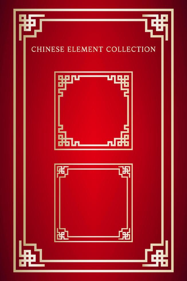 Cinese telaio elemento collezione impostato per tradizionale design concetto. vettore