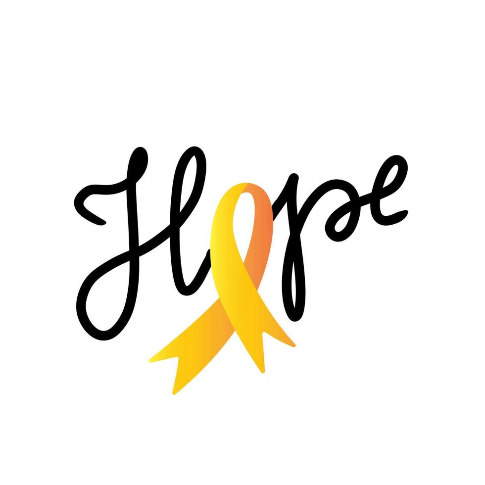 mano disegnato lettering speranza con giallo nastro. endometriosi consapevolezza mese - marzo vettore