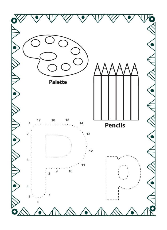 alfabeto fare per punto e colorazione pagina per bambini e bambini piccoli vettore