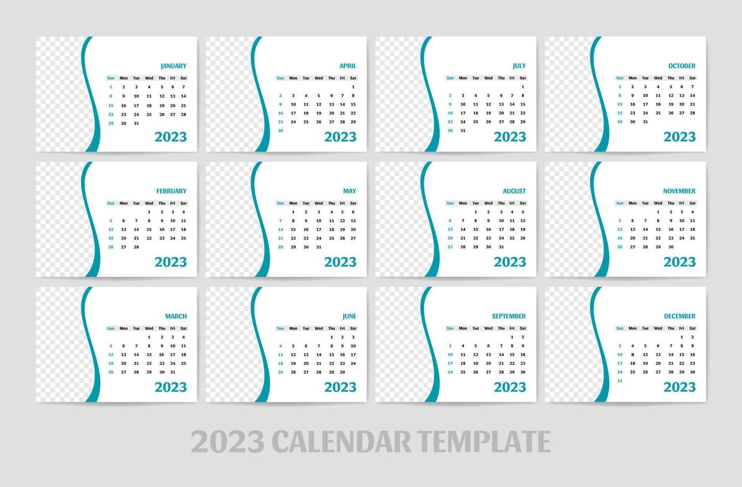 2023 calendario modello semplice e pulito design vettore