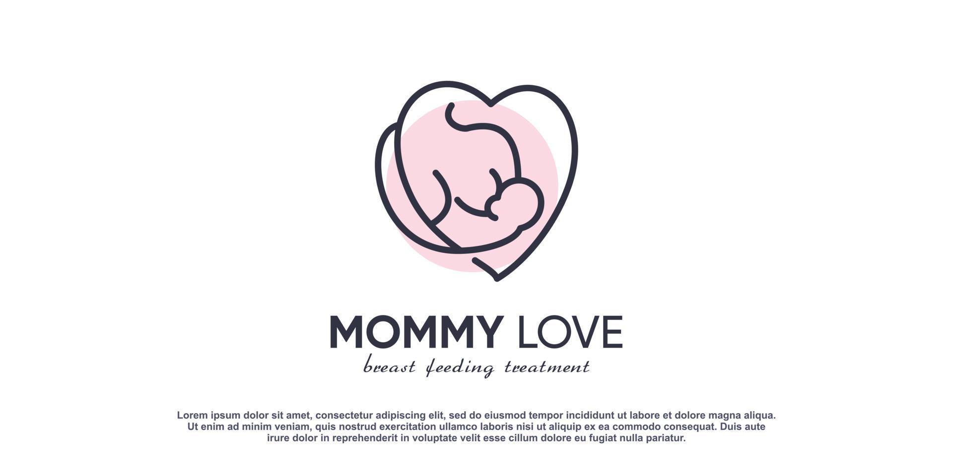 Seno alimentazione logo design per mamma e bambino vettore