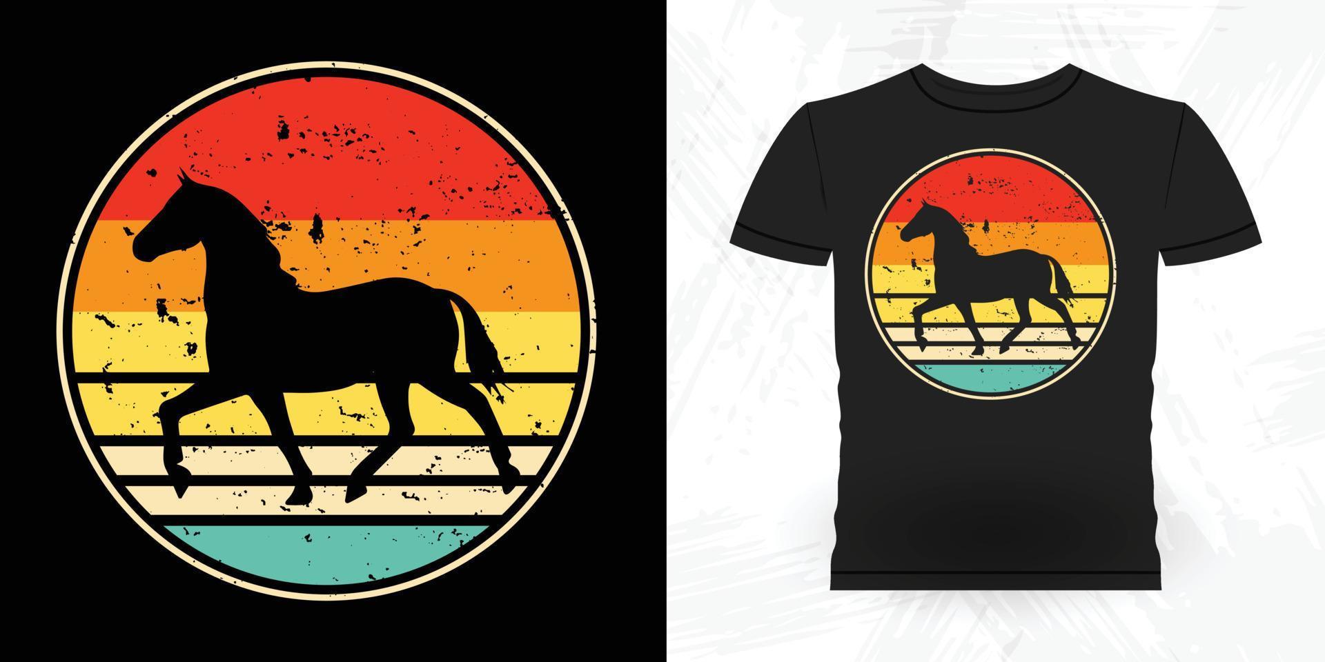 divertente equitazione cavallo retrò Vintage ▾ cavallo maglietta design vettore