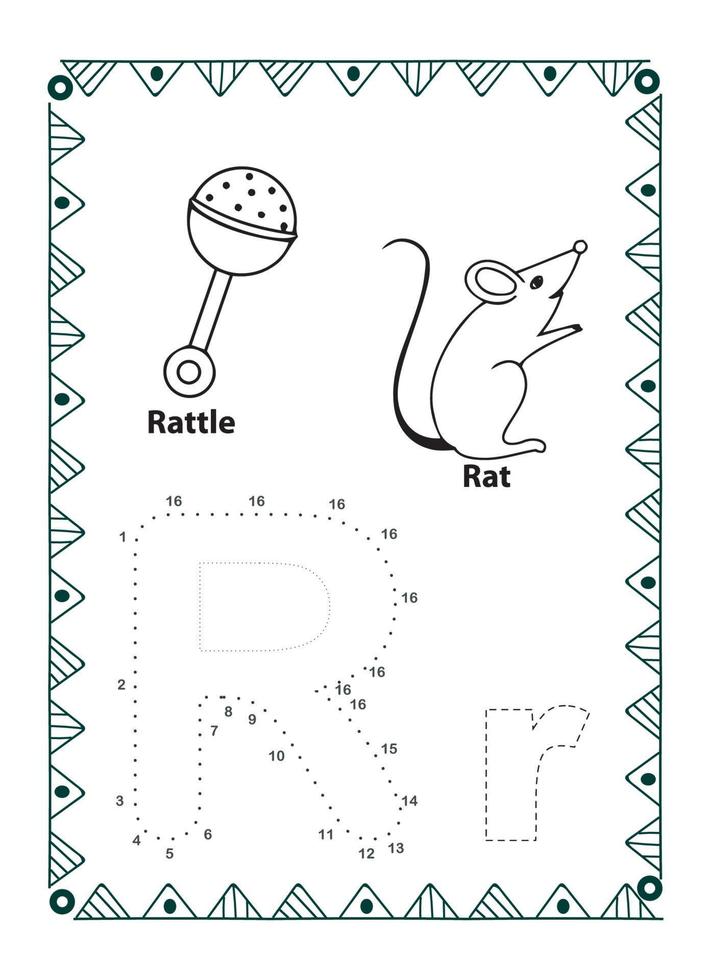 alfabeto fare per punto e colorazione pagina per bambini e bambini piccoli vettore