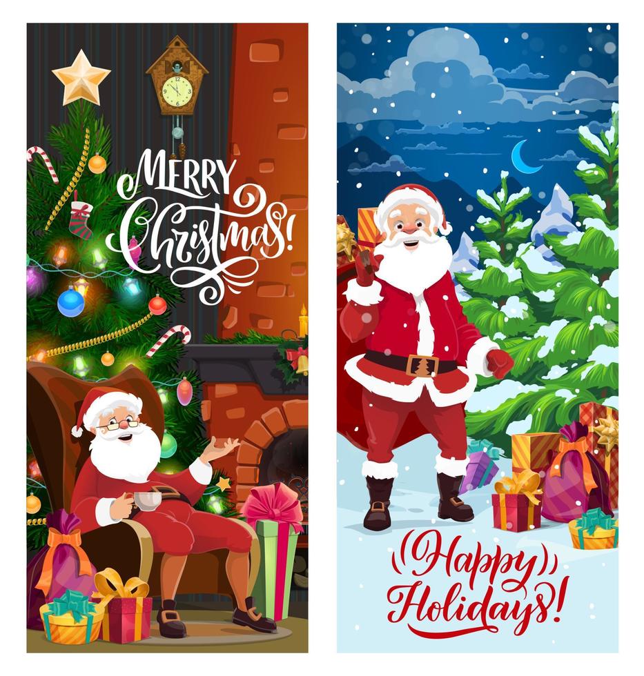 Natale banner con Santa Claus a fuoco posto vettore