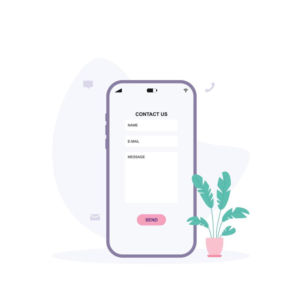 contatto noi smartphone piatto concetto vettore illustrazione