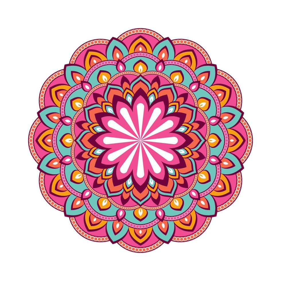 mandala colorato con ornamenti floreali vettore