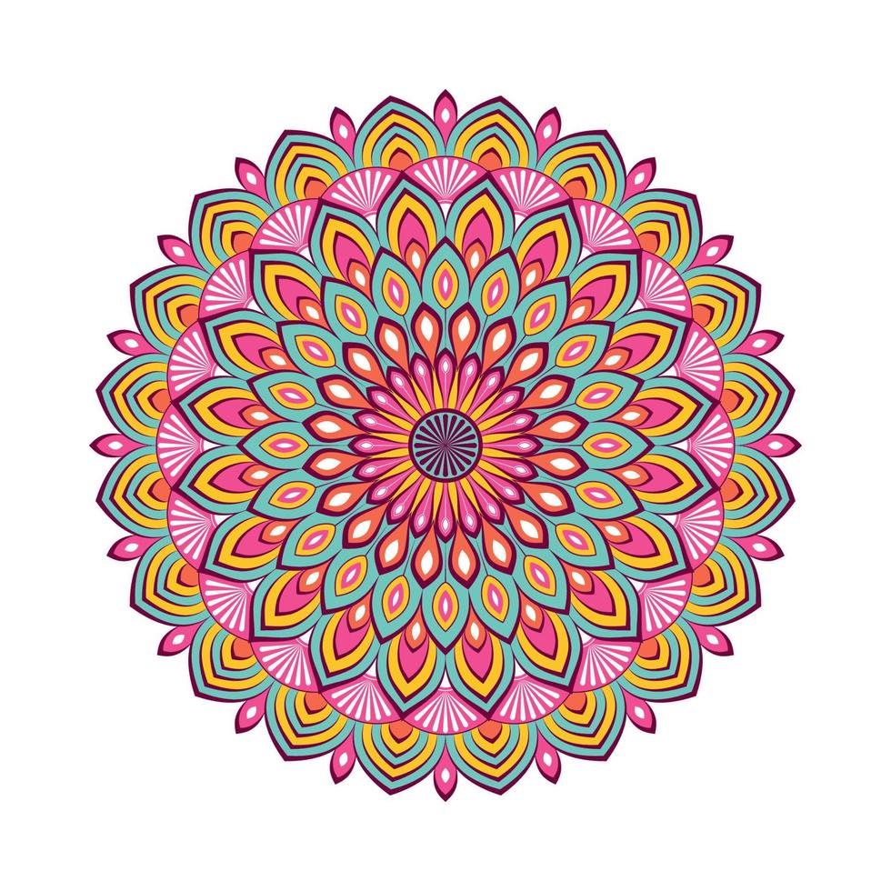 mandala colorato con ornamenti floreali vettore