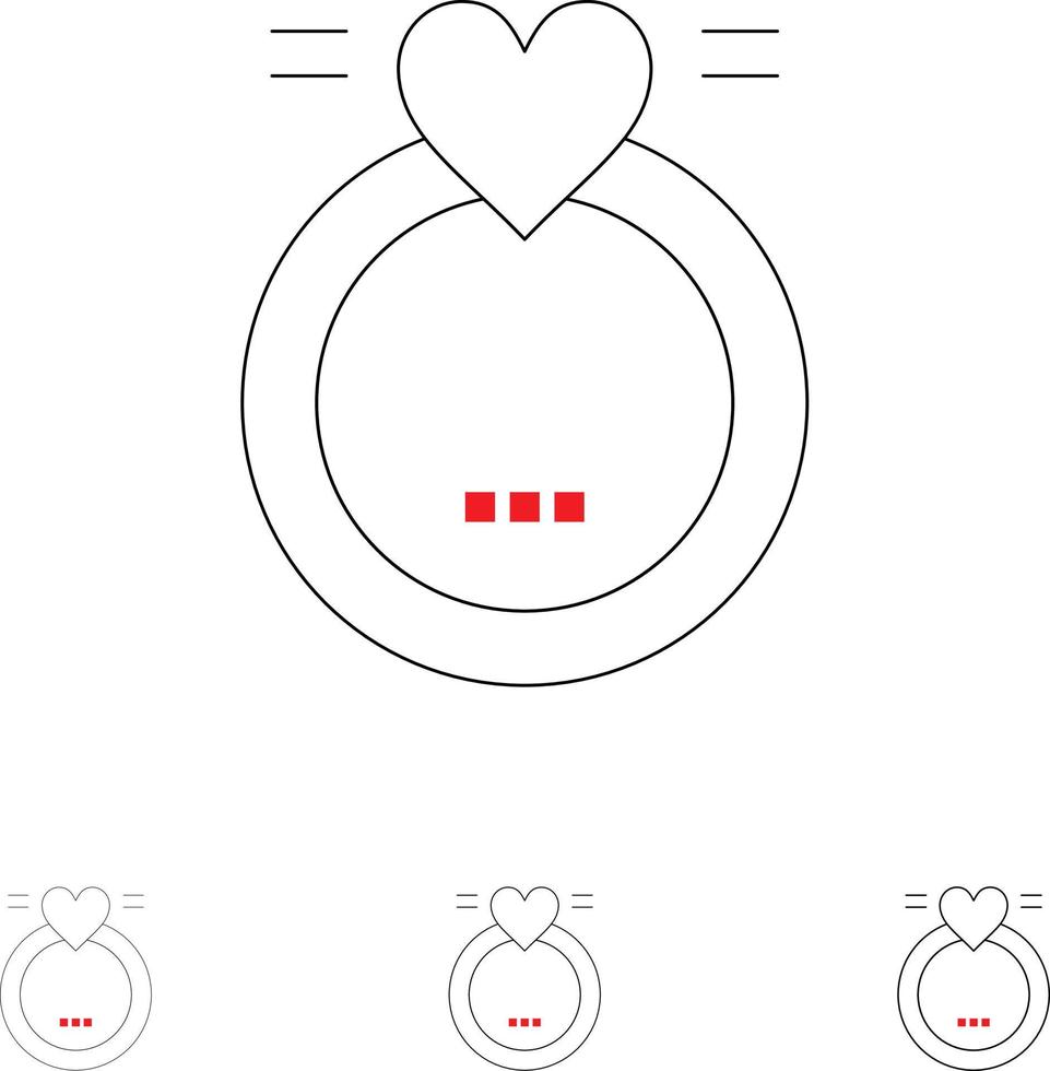 squillare matrimonio amore nozze grassetto e magro nero linea icona impostato vettore