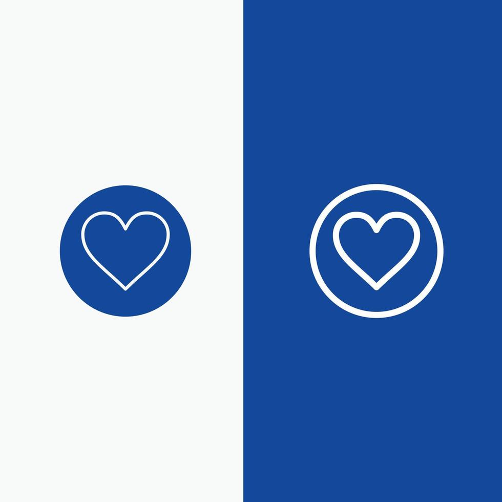 amore cuore preferito crepa linea e glifo solido icona blu bandiera linea e glifo solido icona blu bandiera vettore