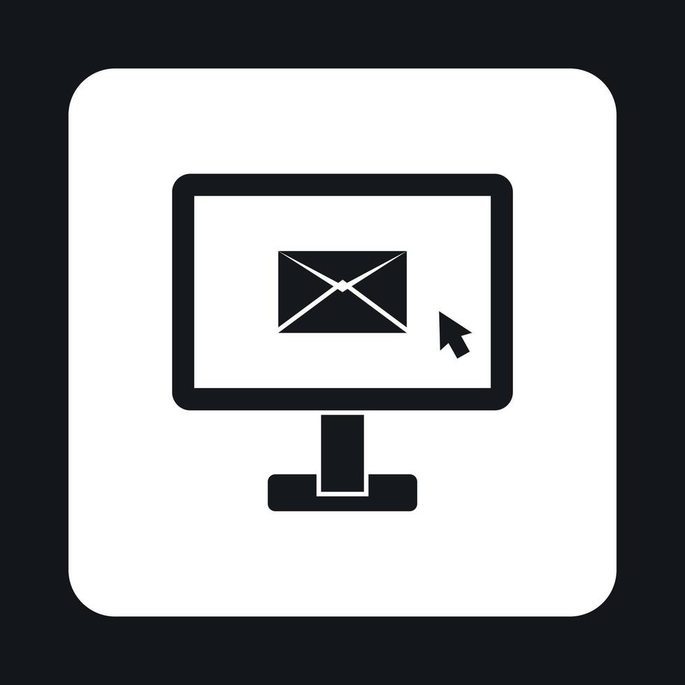scrittura e-mail su computer icona, semplice stile vettore