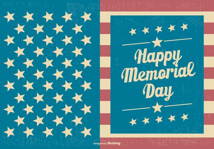 Modello di carta Memorial Day vintage vettore