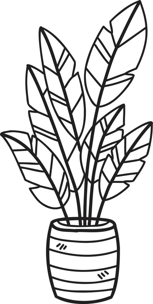 mano disegnato pianta pentola con orizzontale Linee illustrazione vettore