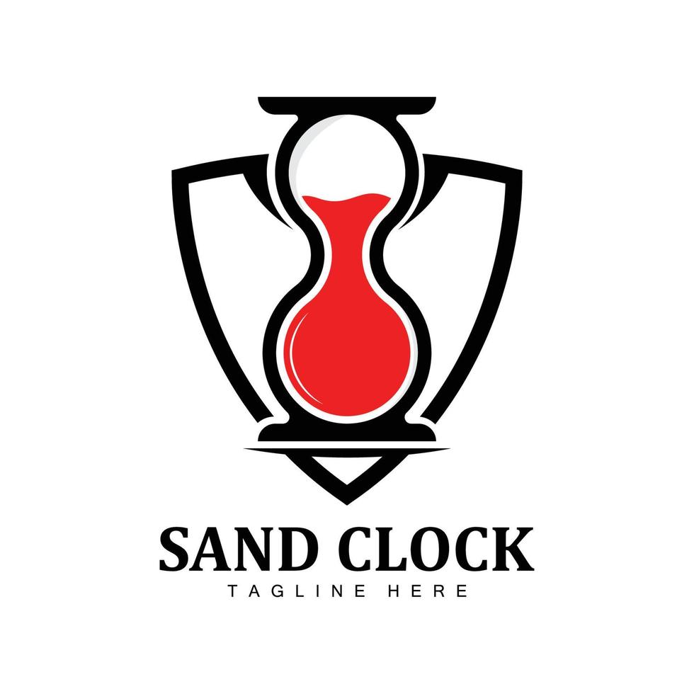 clessidra logo, orologio tempo disegno, bicchiere e sabbia stile, Prodotto marca illustrazione e modello vettore