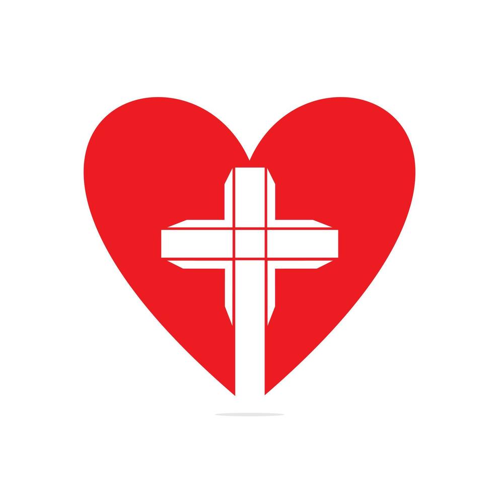 persone Chiesa cuore forma logo design. modello logo per chiese e cristiano organizzazioni attraversare. vettore