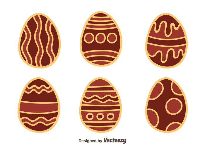 Vettore piacevole disegnato a mano delle uova di Pasqua del cioccolato