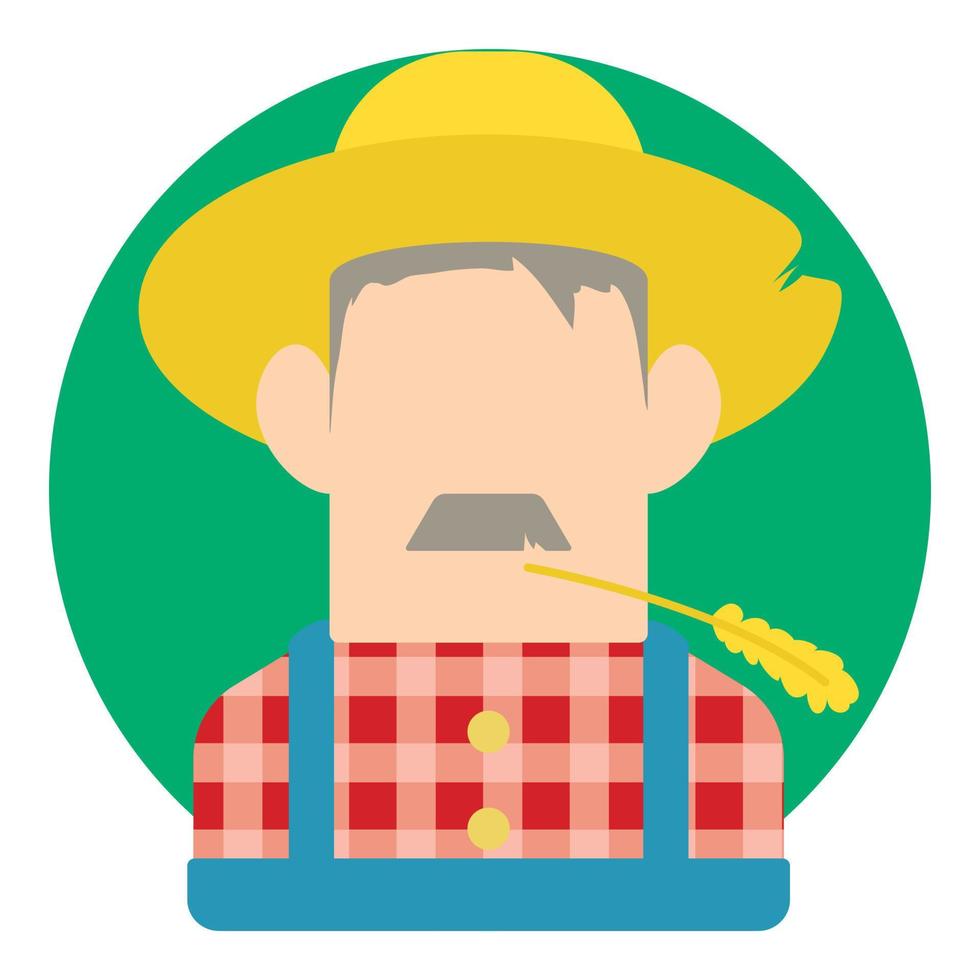 avatar maschio contadino icona, piatto stile vettore