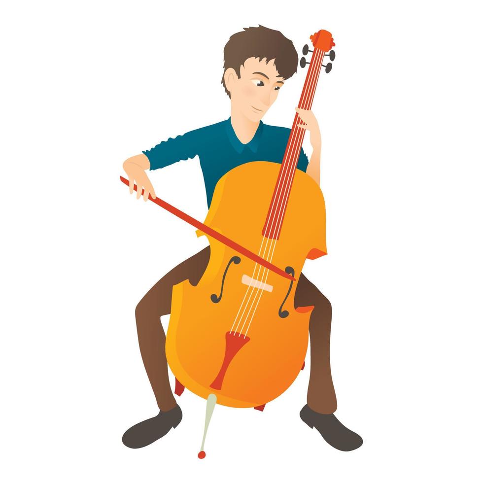 uomo giochi su violoncello icona, piatto stile vettore