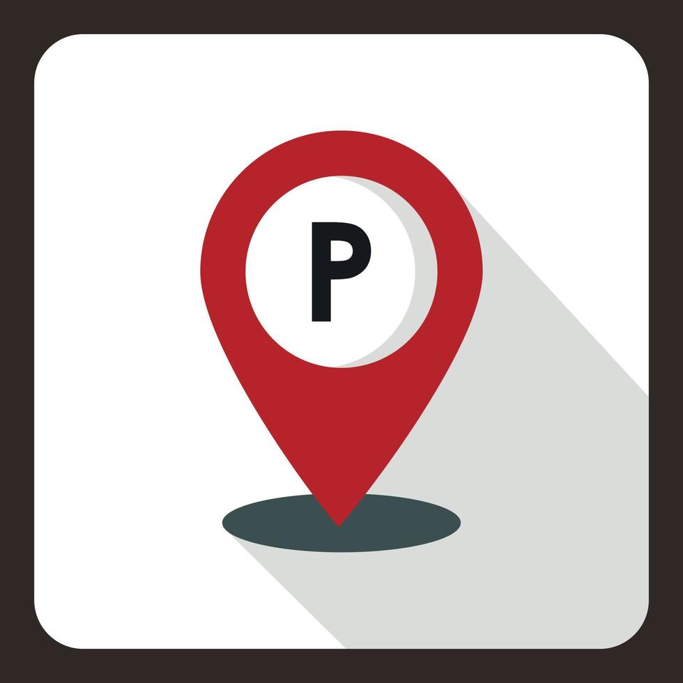 parcheggio, carta geografica perno icona, piatto stile vettore
