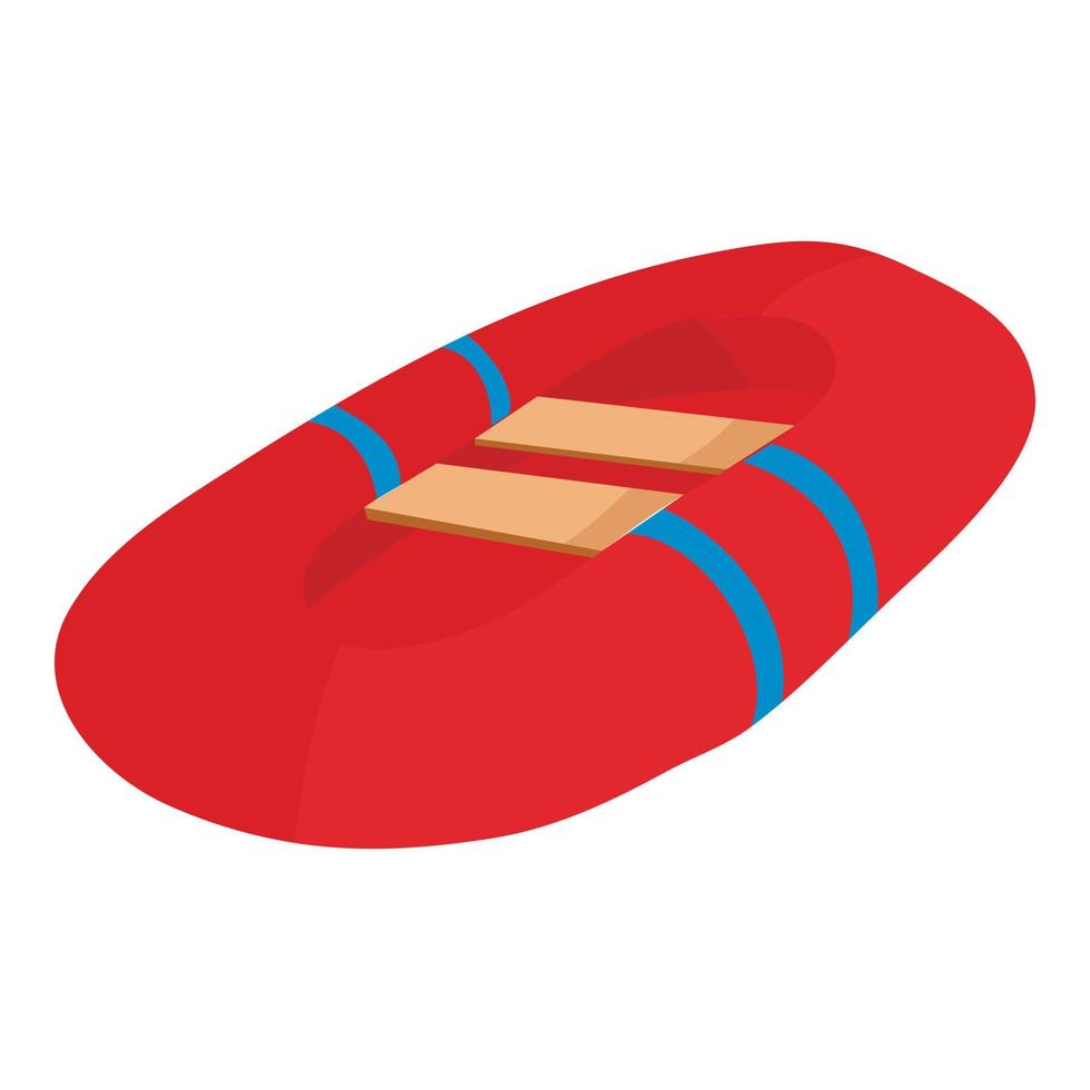 rosso gonfiabile barca icona, cartone animato stile vettore