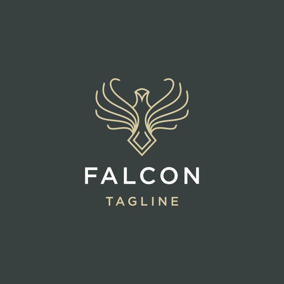 vettore piatto del modello di progettazione dell'icona del logo della linea del falco